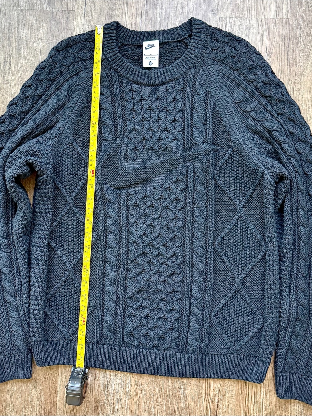 Nike Life Cable Knit Sweater Black M DQ5176-010 - Picture 3 of 7
